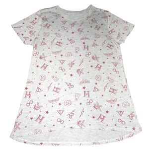 HARRY POTTER women's medium gray red graphic printed hi low graphic t-shirt